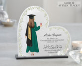 Heart shape Acrylic Graduation Plaque in Green Gown